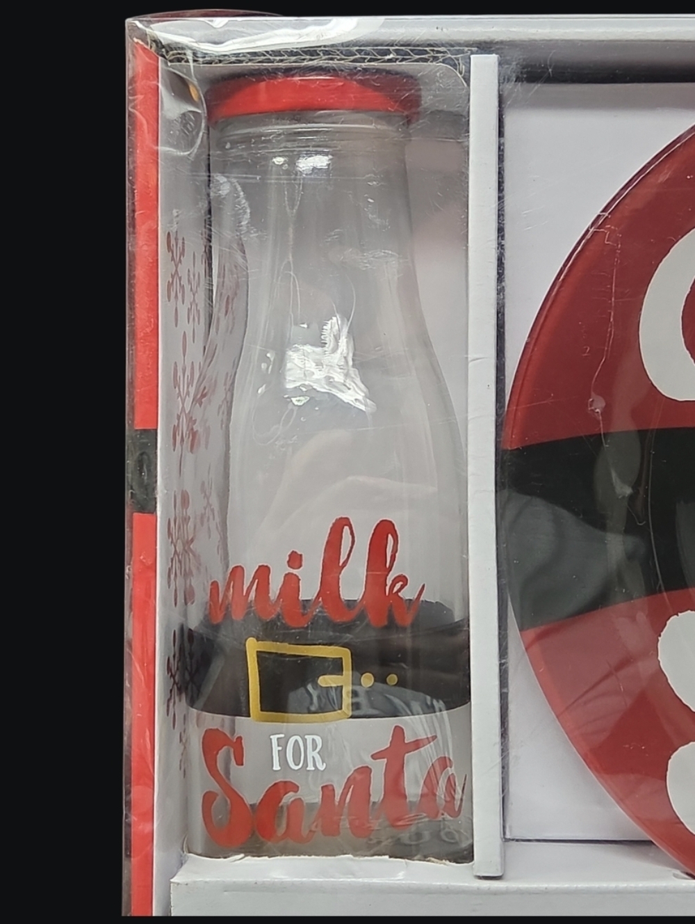 NIB- Cookies for Santa Plate and Milk Bottle Set - Red - Picture 3 of 12